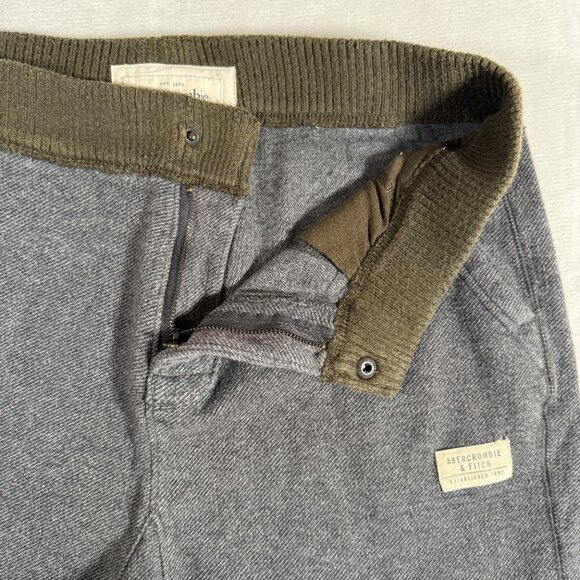 Abercrombie and Fitch Jogger Men Size M Gray Sweatpants Snap Closure 100% Cotton - Picture 6 of 12